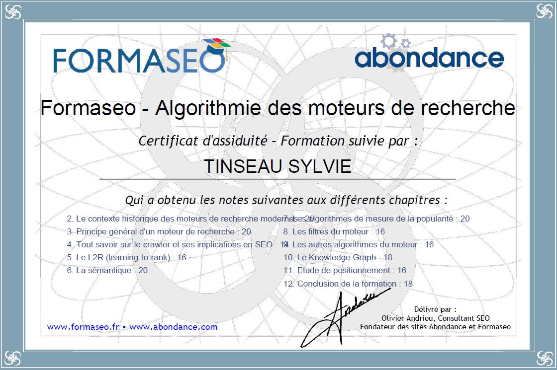 Certificat de Formation - Algorithmie des moteurs de recherche - Formaseo-IXLabs